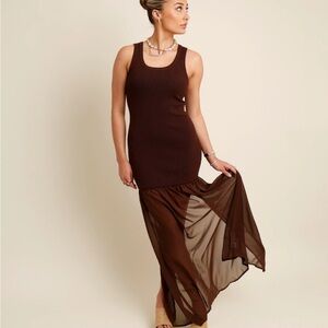 Brown Sleeveless Maxi Dress